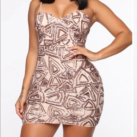 Fashion Nova | Dresses | Brand New Time To Shine Sequin Mini Dress Rose Gold  Fashion Nova Size Xl | Poshmark